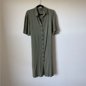 Primark Sage Green Button-Front Midi Dress
